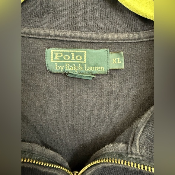 Polo Ralph Lauren Red Pony Mock Neck 1/4 Zip Cotton Pullover Blue Sweater Sz(XL) - Picture 3 of 3